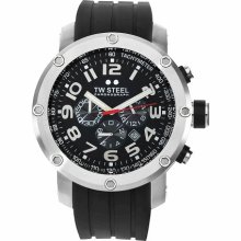 Tw Steel Unisex Quartz Watch With Black Dial Chronograph Display And Black Rubber Strap Tw121