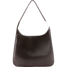 Ultra Slim Profile Faux Leather North South Shoulder Bag Hobo Chestnut Brown