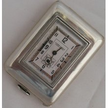 Ulysse Nardin Rare Pocket Watch Steel Case 41 X 30 Mm. Aside Type Travel Watch