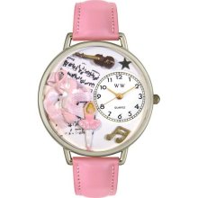 Unisex Ballet Shoes Pink Leather and Silvertone Watch in Silver ...