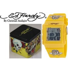 Unisex Bnib Ed Hardy Bs-sp Beat Street Speeder Skull Sporty Tattoo Rubber Watch