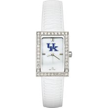 University of Kentucky Ladies Allure Watch White Leather Strap