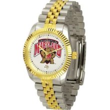 University Of Maryland Terps Men's Two Tone Gold Dress Watch