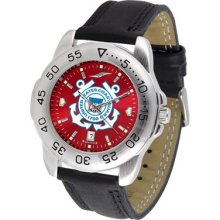 US Coast Guard Military Mens Watch Leather Band By Suntime Anochrome