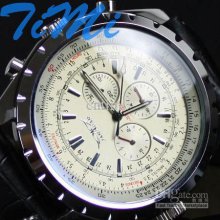 Vegan Sport White 6 Hands Men Automatic Mechanical Watch Freeship