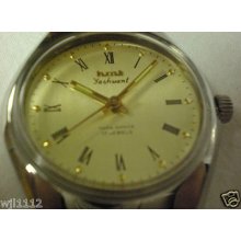 Very Rare Hmt Yashwant 17 Jewels Hand Winding Men's Wrist Watch Golden Dial