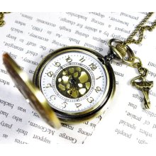 Victorial style Roma Number gold dial pocket watch necklace with a Dancing girl
