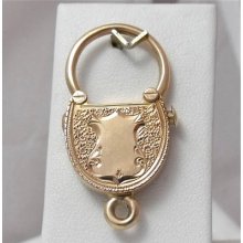 Victorian Solid 14k Yellow Gold Pad Lock Lock Bracelet Clasp Heavy 10.7gr