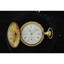 Vintage 0 Size Elgin Hunting Case Pocket Watch Grade 130 Scalloped Case