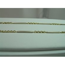 Vintage 14k Gold Two-Tone Green & White Pocket Watch Chain