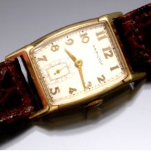Vintage 19 Jewel Hamilton Model 754 10k Yellow Gold Wristwatch Circa 1950s