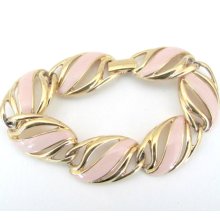 Vintage 1960's Signed Trifari Pink Enamel Bracelet