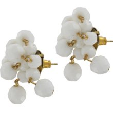 Vintage 1960s White Beaded Shower Pierced Earrings