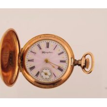 Vintage 3/0 Size Hampden Molly Stark Hunting Case Pocket Watch Very Fancy Dial