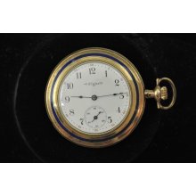 Vintage 6 Size Elgin Sidewinder Pocket Watch Grade 216 With Enamled Case