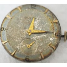 Vintage Bulova W Sub Dial Wrist Movement 17 Jewels Cal 10bc 975