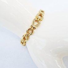 Vintage Classic Clear Sparkly Rhinestone Bracelet, Goldtone Bracelet, UK Seller