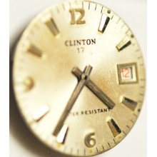 Vintage Clinton W Date Dial Wrist Movement 17 Jewels 827