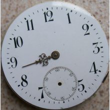 Vintage Fine Pocket Watch Movement & Enamel Dial 43 Mm. Balance Ok. To Restore