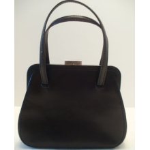 Vintage Fossil Black Leather Frame Retro Handbag Petite Purse Evening Bag