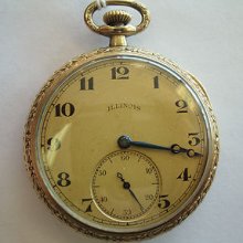 Vintage Illinois Watch Co. Gold Plated 17j 10s Windup Pocket Watch 13