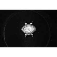 Vintage Ladies Le Coultre Space Ship Solid 14 K White Gold Wristwatch Cal K490/Bw