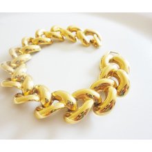 vintage Napier chunky bracelet shiny gold tone metal