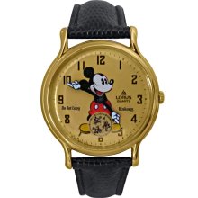 Vintage NEW Mens Disney Lorus Mickey Mouse Gold Watch HTF
