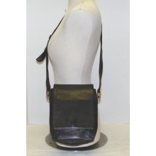 Vintage PERLINA Dark Brown Soft Leather Shoulder Crossbody Handbag Purse - Leather - Dark Brown - Small