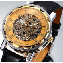 vintage style Man Watch Steampunk Mechanical golden