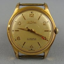 Vintage Swiss Delbana Incabloc Gold Plated 17 Jewels Mechanical Wristwatch Watch