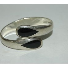 Vintage Taxco Sterling Silver Onyx Bypass Bangle Bracelet Ts-68 Vintage Taxco Sterling Silver Onyx Bypass Bangle Bracelet Ts-68
