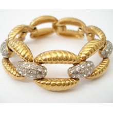 Vintage Vogue Bijoux Gold-Plated Rhinestone Link Bracelet Vintage Vogue Bijoux Gold-Plated Rhinestone Link Bracelet