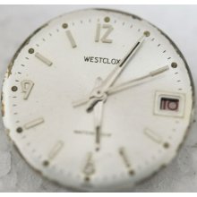Vintage Westclox W Date Dial Wrist Movement 7 Jewels Cal D-447 A295