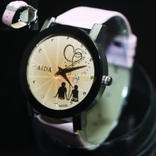 Vogue Romantic Couple Classic Automatic Time Pink Leather Band Read Quartz Watch