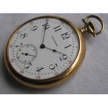 Waltham 14k Gold 12s 7j Open-faced Pocket Watch, Swing-out Case