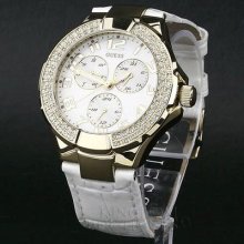 Watch Guess White Leather Ladies U12564l3 Usa