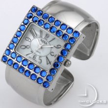 Watches, Womens Fashion Watch, Bangle W/ Blue Crystals