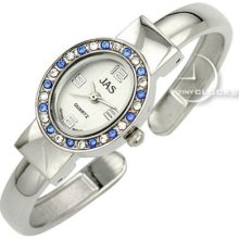 Watches, Womens Watch - Bangle W/ Blue & White Crystals
