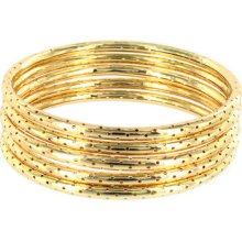 West Coast Jewelry 5 Piece Textured Dotted Hole Goldtone Bangle Bracelet Set