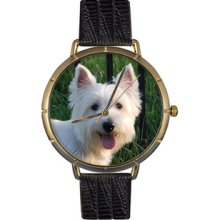Westie Print Watch in Gold