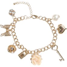 WetSeal Romantic Flower Bracelet Gold -size NS