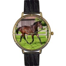 Whimsical Watches N0110027 Women'S N0110027 Hanoverian Horse Black Leather And Goldtone Photo Watch
