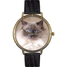 Whimsical Watches N0120049 Women'S N0120049 Ragdoll Cat Black Leather And Goldtone Photo Watch