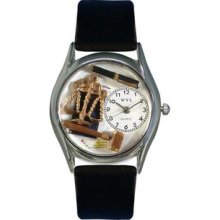 Whimsical Watches S0620002 Lawyer Black Leather And Silvertone