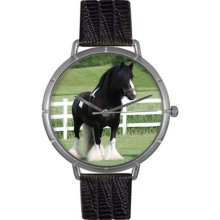 Whimsical Watches T0110026 Women'S T0110026 Gypsy Vanner Horse Black Leather And Silvertone Photo Watch