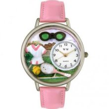 Whimsical Watches U0810008 Tennis Female Pink Leather And Silvertone Watch