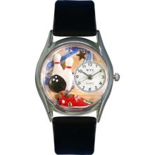 Whimsical Womens Bowling Black Leather Watch #557215