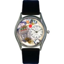 Whimsical Womens Casino Black Leather Watch #557164