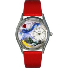 Whimsical Womens Crochet Red Leather Watch #557117